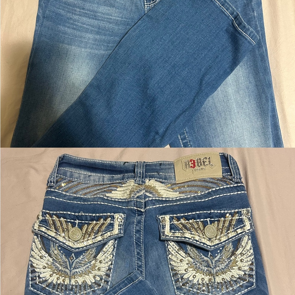 Stylish Blue Embellished Womens Jeans